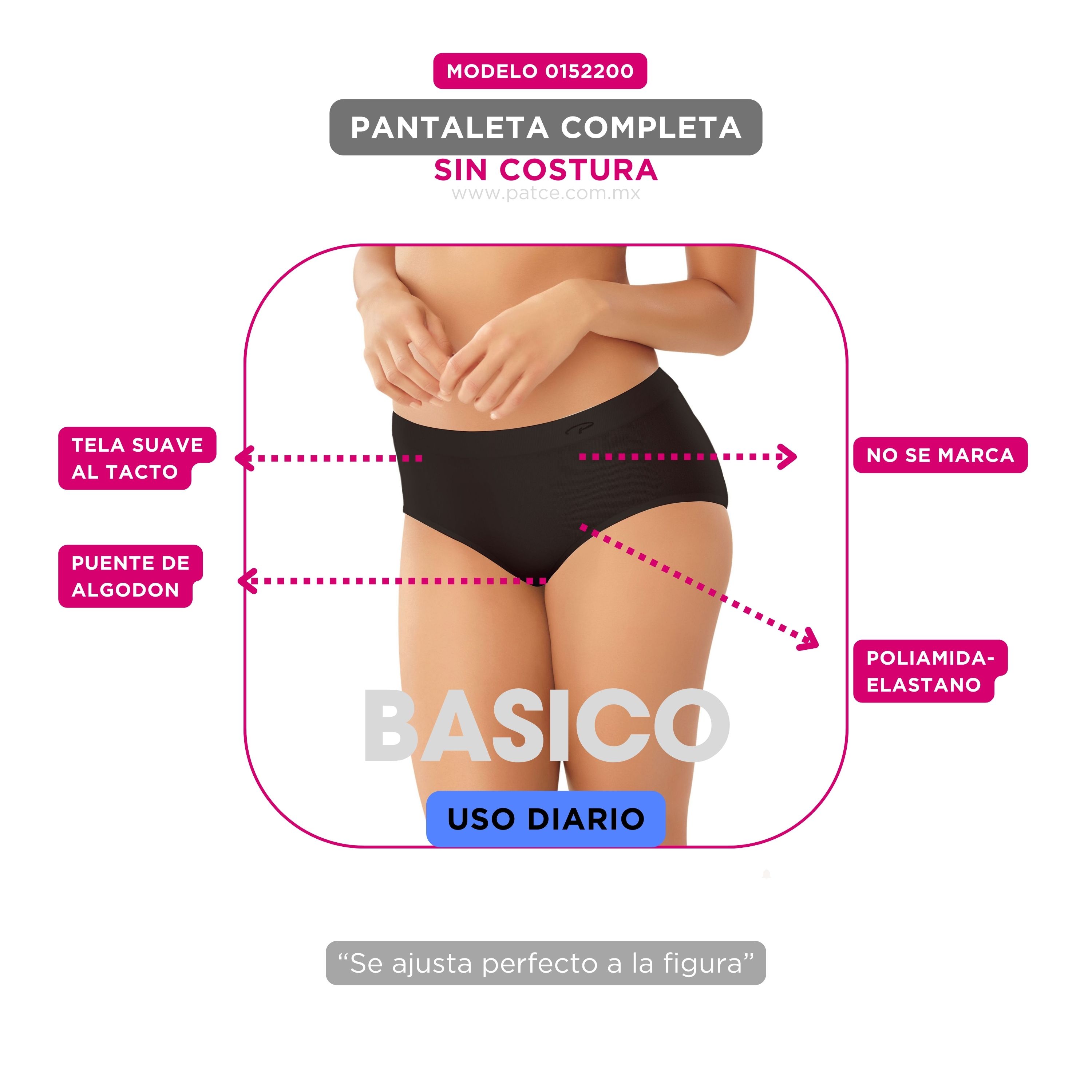 Pantaleta  corte completo sin costuras y con puente interior 100% algodón. Marca: Playtex..