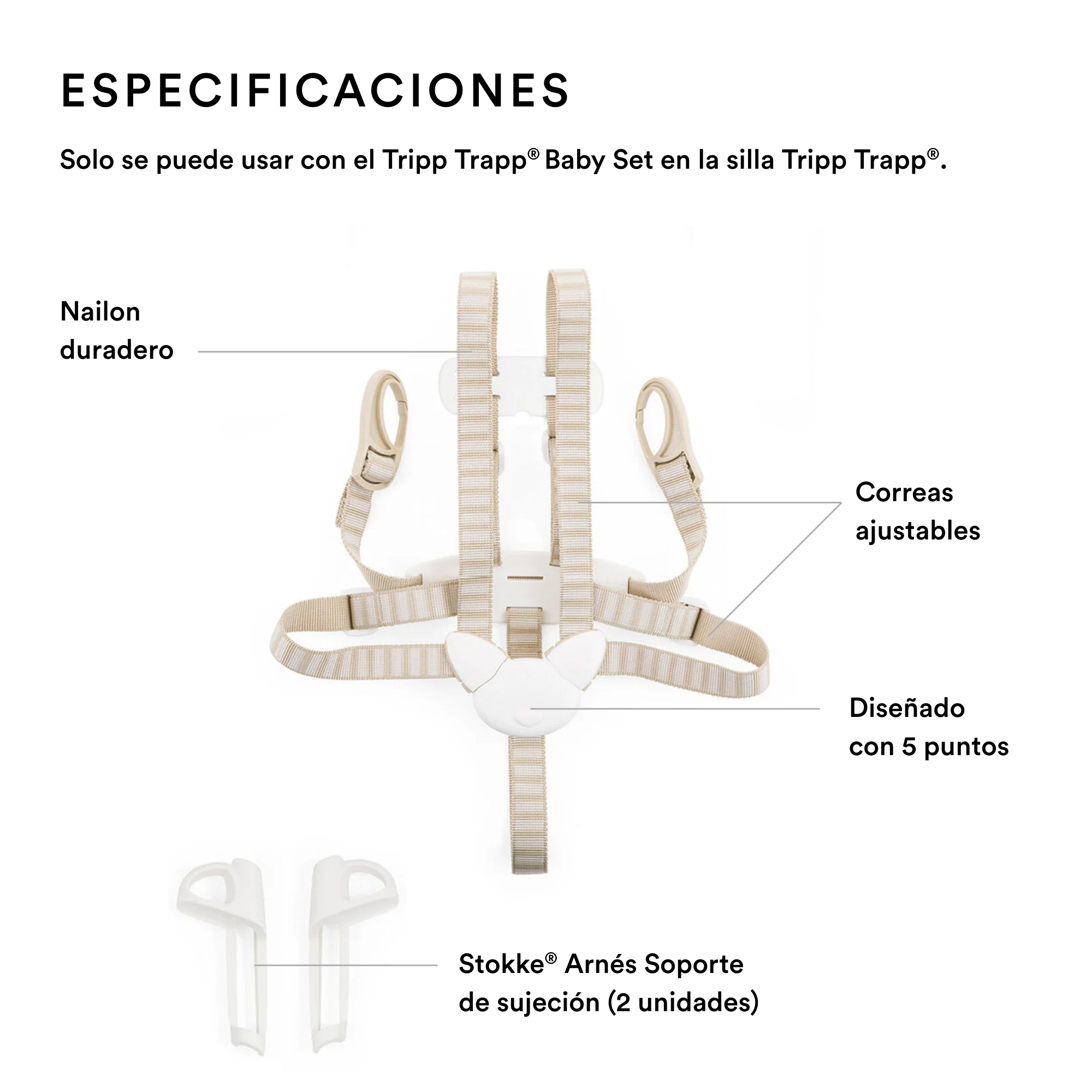 Bundle Stokke Tripp Trapp Baby Set Tray y Arnes Natural.