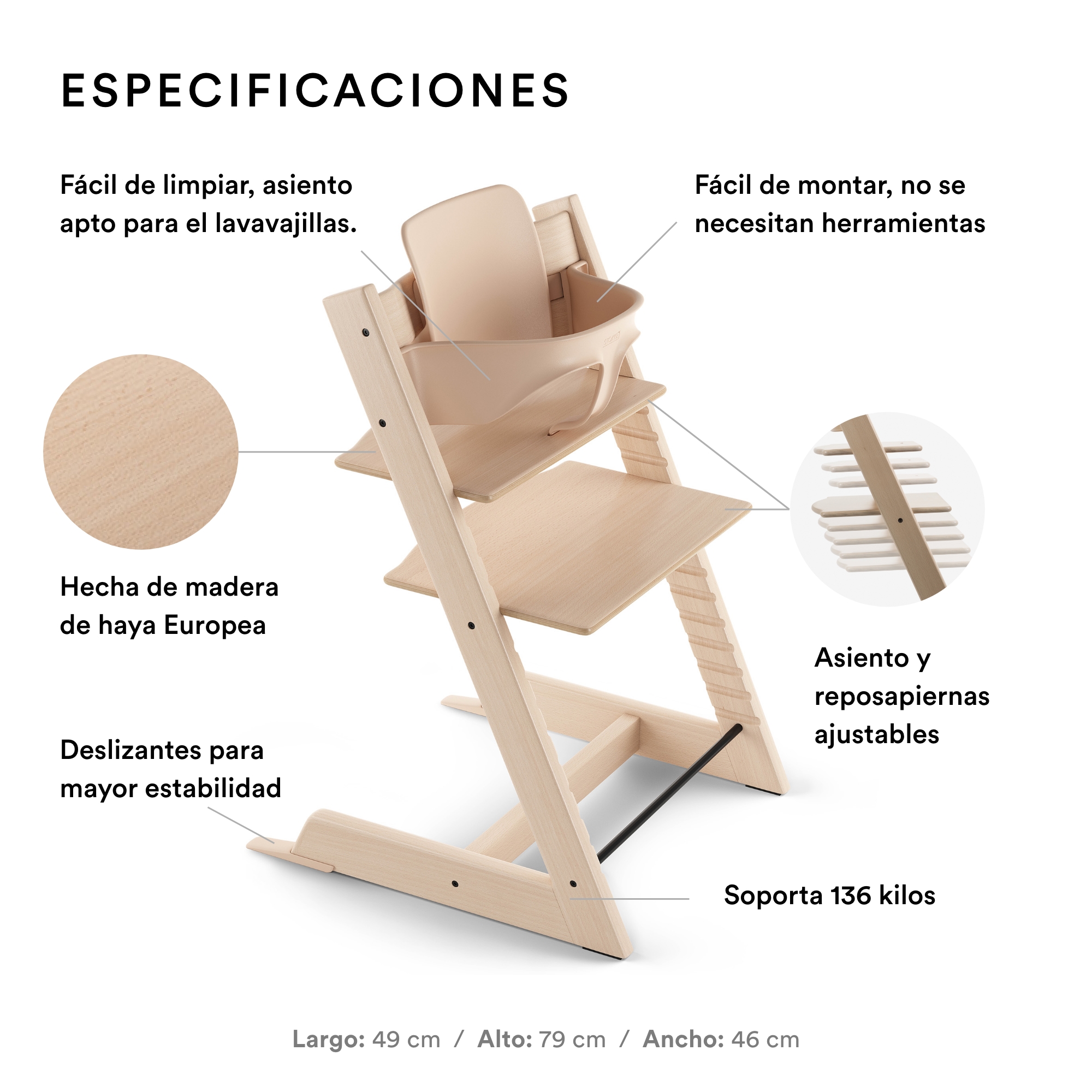 Bundle Stokke Tripp Trapp Baby Set Tray y Arnes Natural.