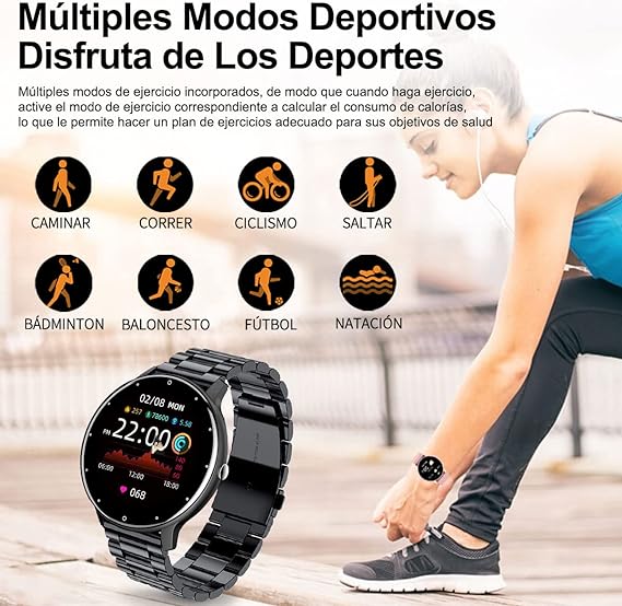 EASYTAO Smartwatch Hombre, Reloj Inteligente Impermeable IPX67, Monitor De Frecuencia Cardíaca/Oxígeno en Sangre/Presión Arterial, Múltiples Modos Deportivos, Monitor De Calorías(Incluye Dos Correas).