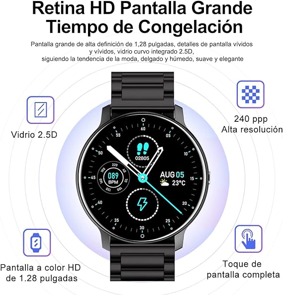 EASYTAO Smartwatch Hombre, Reloj Inteligente Impermeable IPX67, Monitor De Frecuencia Cardíaca/Oxígeno en Sangre/Presión Arterial, Múltiples Modos Deportivos, Monitor De Calorías(Incluye Dos Correas).