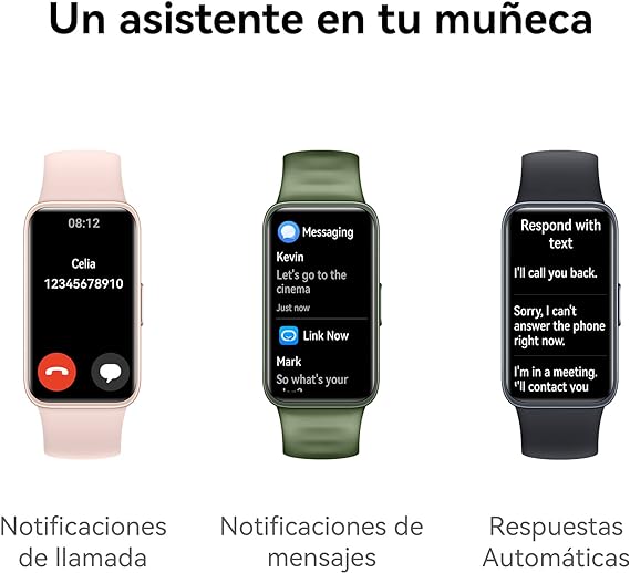 HUAWEI Band 8 (Garantía en México), Smartwatch Larga Duración de 2 semanas, SMSWhatsapp de Respuesta rápida, Banda Inteligente, Compatible con Android & iOS, Rosa.
