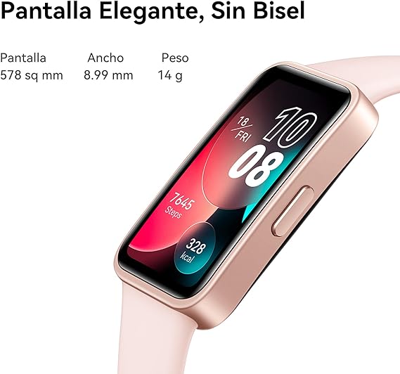 HUAWEI Band 8 (Garantía en México), Smartwatch Larga Duración de 2 semanas, SMSWhatsapp de Respuesta rápida, Banda Inteligente, Compatible con Android & iOS, Rosa.