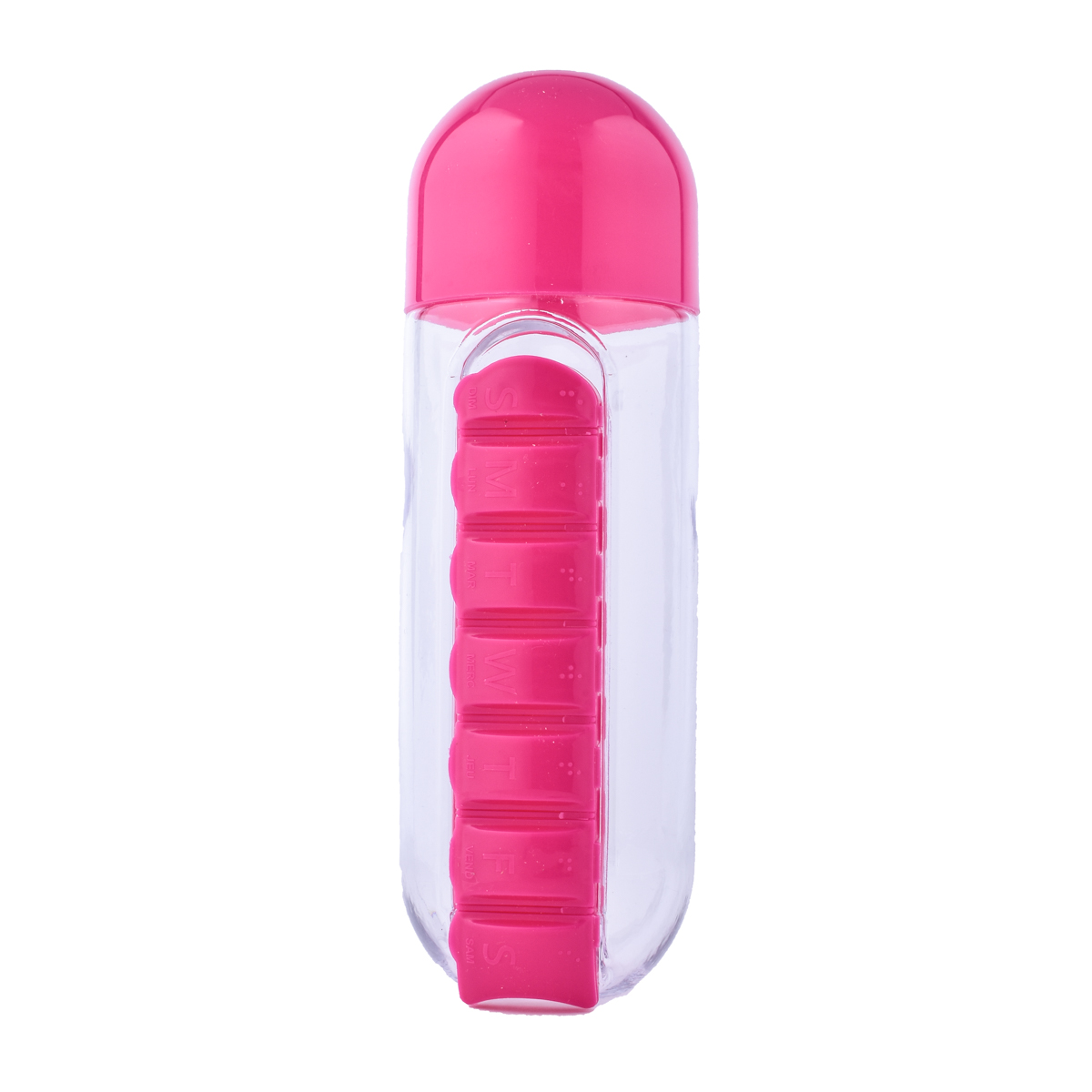 Botella Agua 2 En 1 Vaso Pastillero Portátil Píldoras 600ml