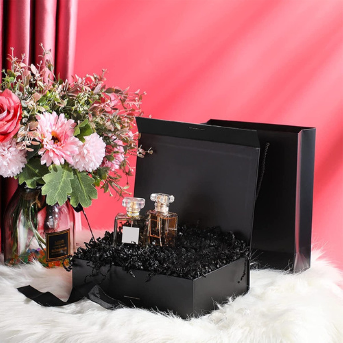 Caja De Regalo Magnética Y Plegable De 40 x 30 x 14 cm, Negro