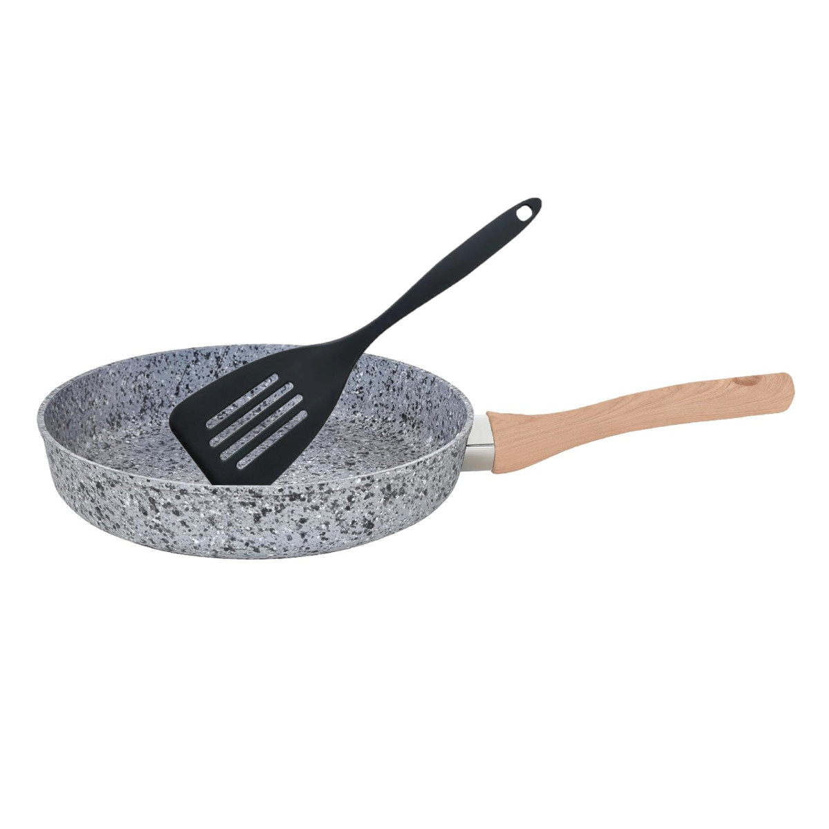 Sarten HUDSON 28cm Aluminio Forjado 4mm Antiadherente con tapa cristal y espatula nylon.
