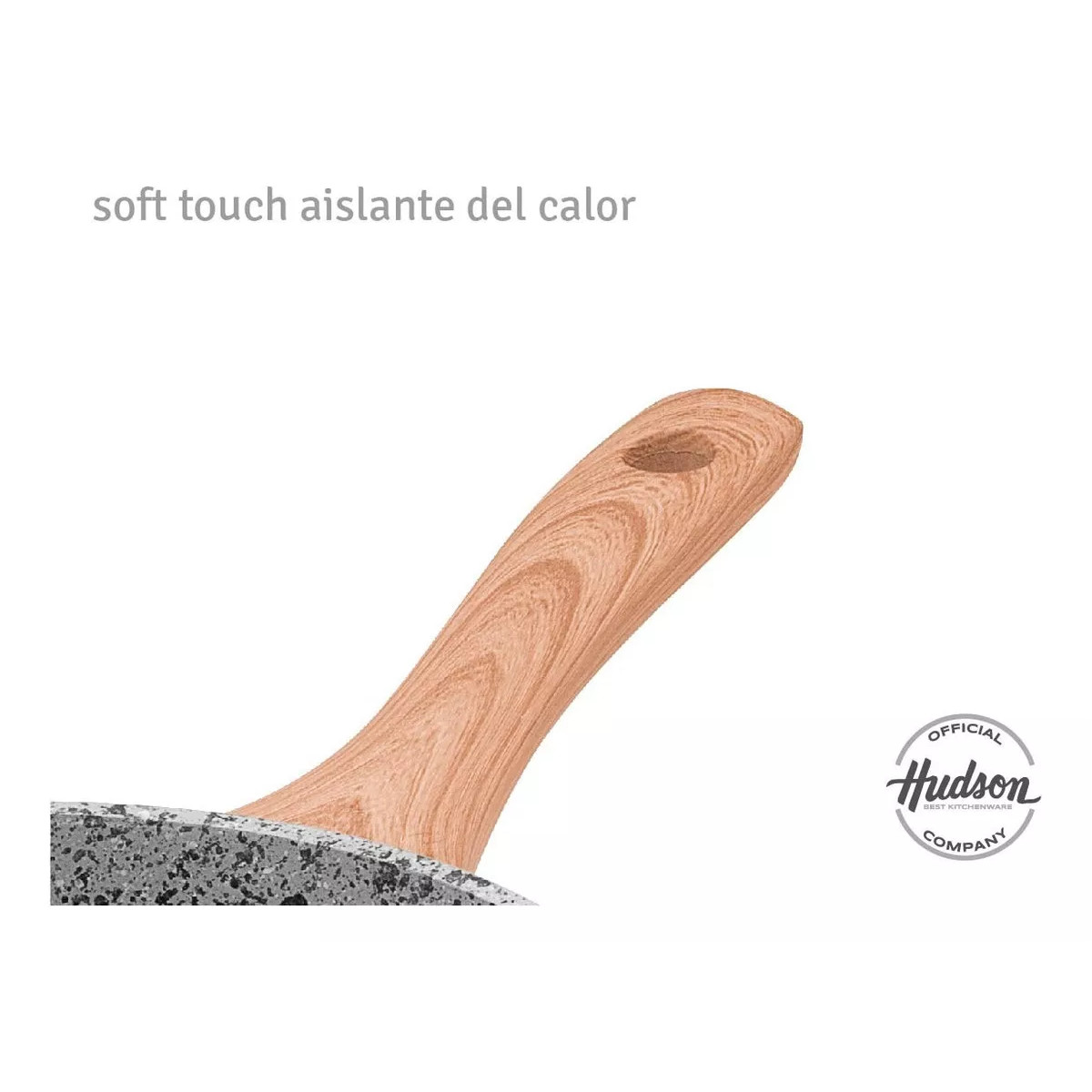 Sarten HUDSON 28cm Aluminio Forjado 4mm Antiadherente con tapa cristal y espatula nylon.