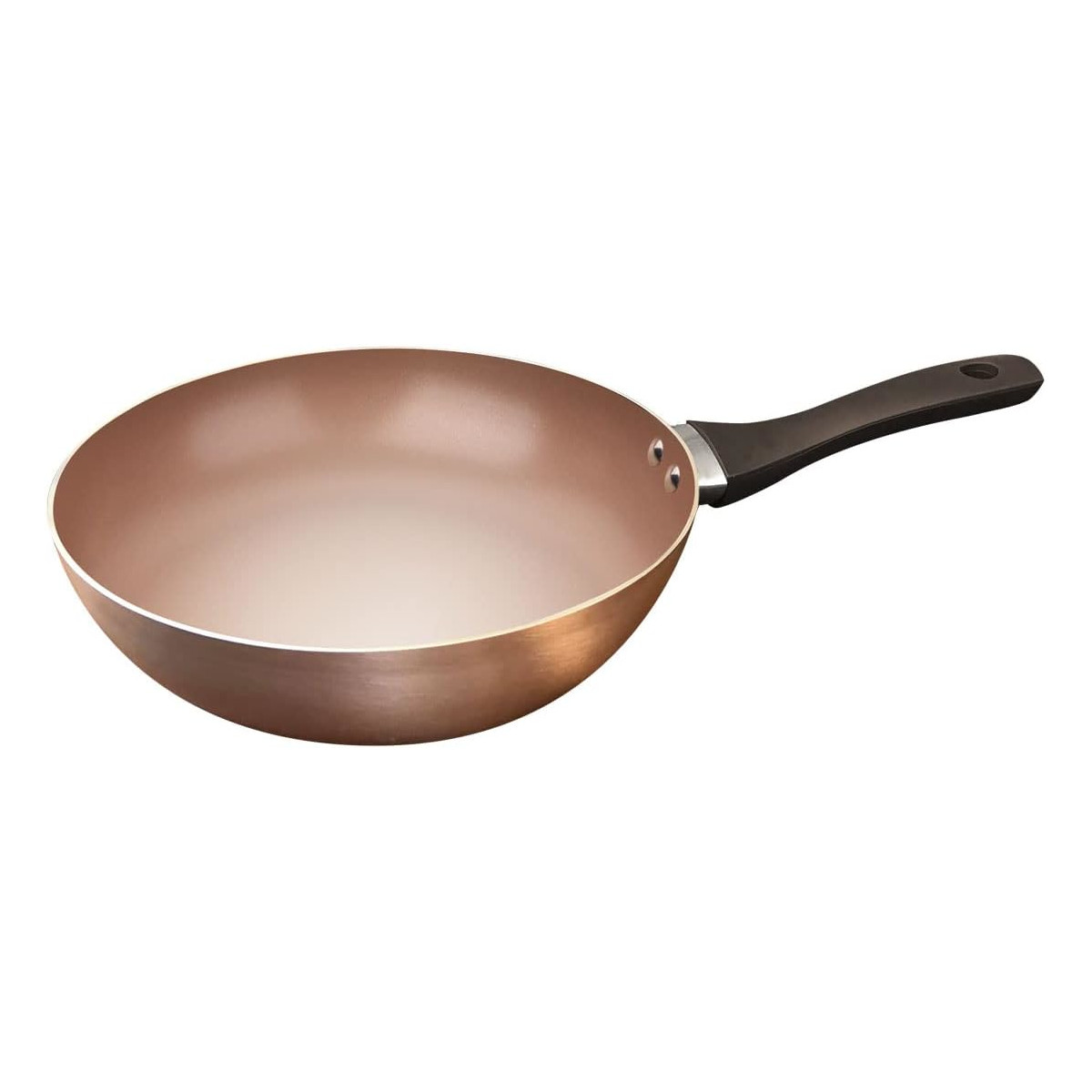 Wok HUDSON 28cm Aluminio espesor 2mm 3 capas Antiadherente cerámico Color Cobre.