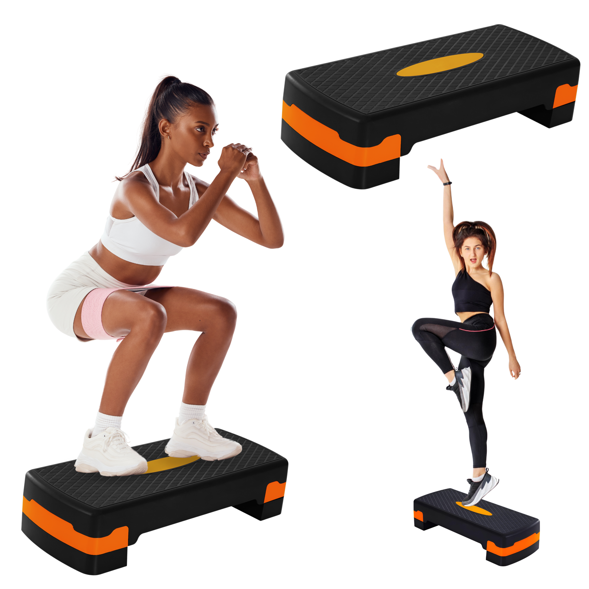 Banco Step Para Ejercicio Ecomlab Crossfit Fitness Ajustable Color Naranja.