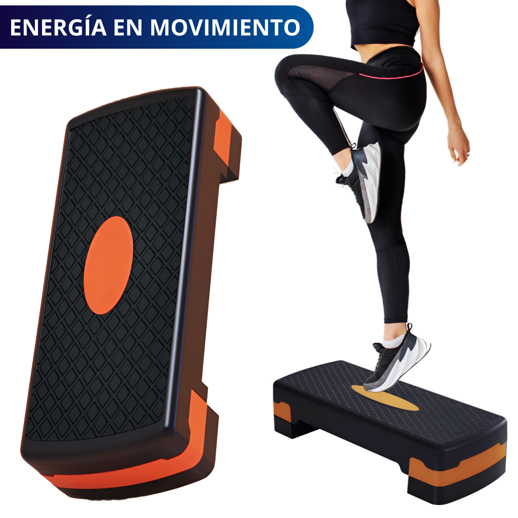 Banco Step Para Ejercicio Ecomlab Crossfit Fitness Ajustable Color Naranja.