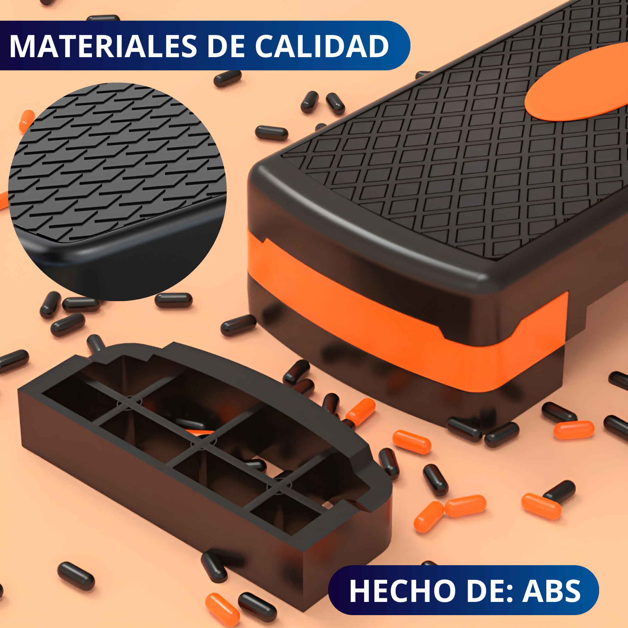 Banco Step Para Ejercicio Ecomlab Crossfit Fitness Ajustable Color Naranja.