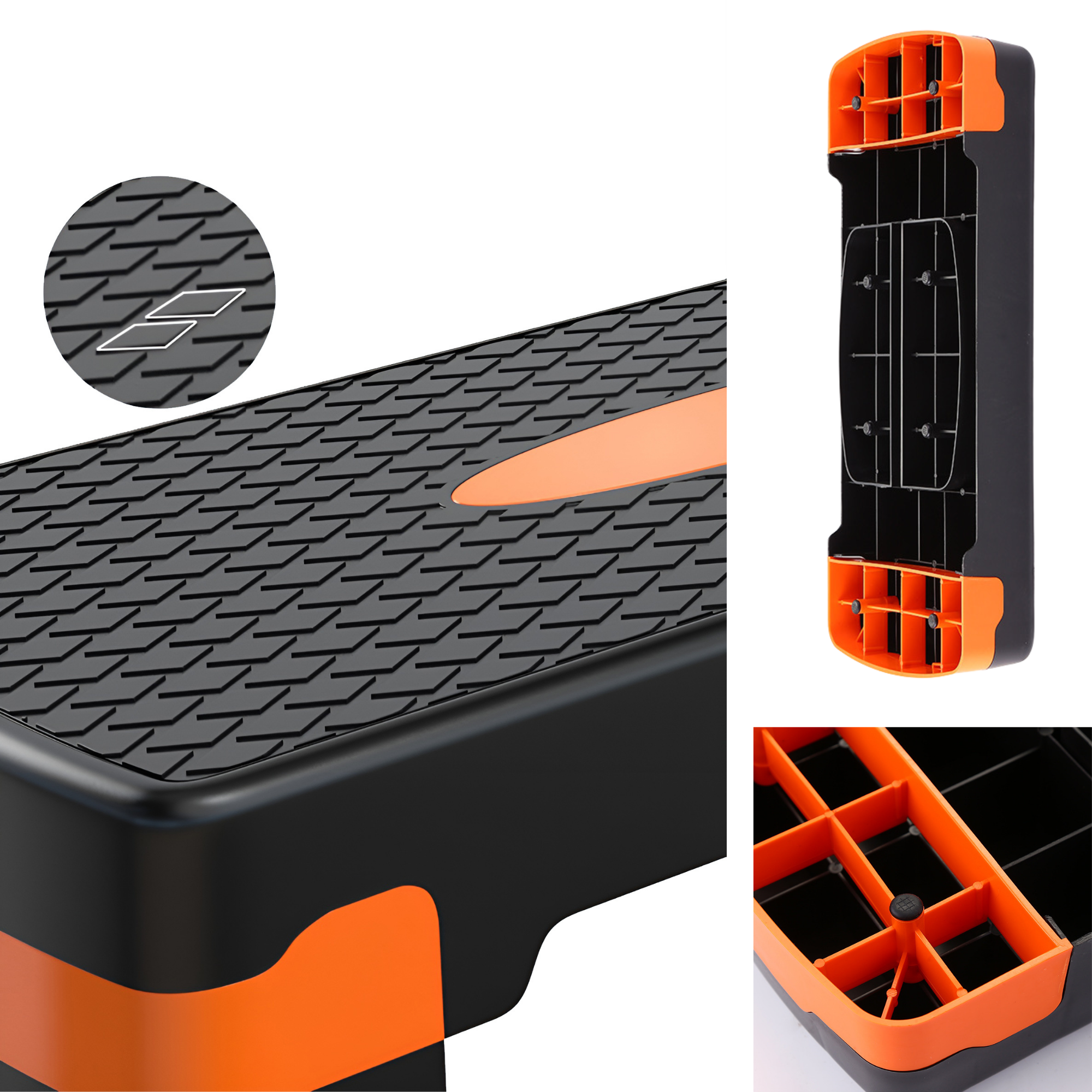 Banco Step Para Ejercicio Ecomlab Crossfit Fitness Ajustable Color Naranja.
