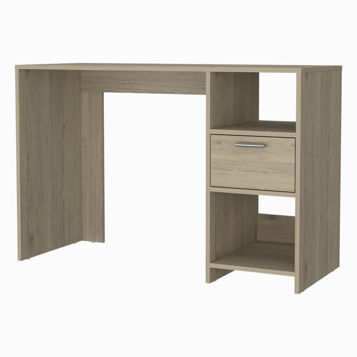 ESCRITORIO ARMABLE IDEAL PARA OFICINA O EL HOME OFFICE CON DOS ENTREPAÑOS Y UN CAJON .