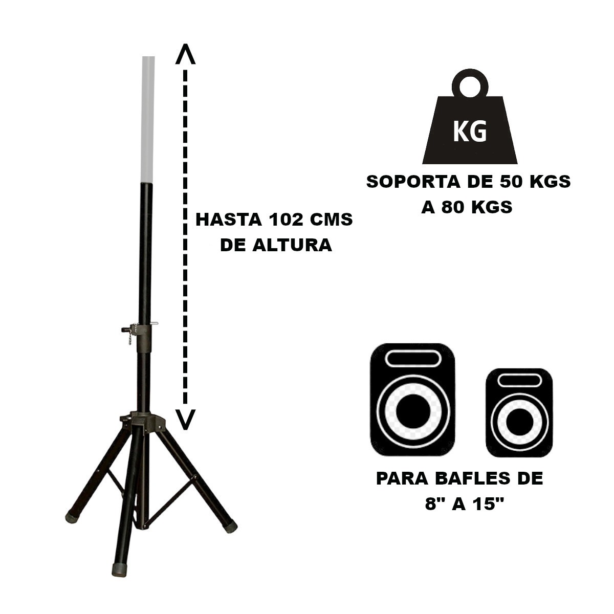 Tripie Bafle 8 A 15 Pulgadas BEAST 80kg Ajustable 2 piezas.