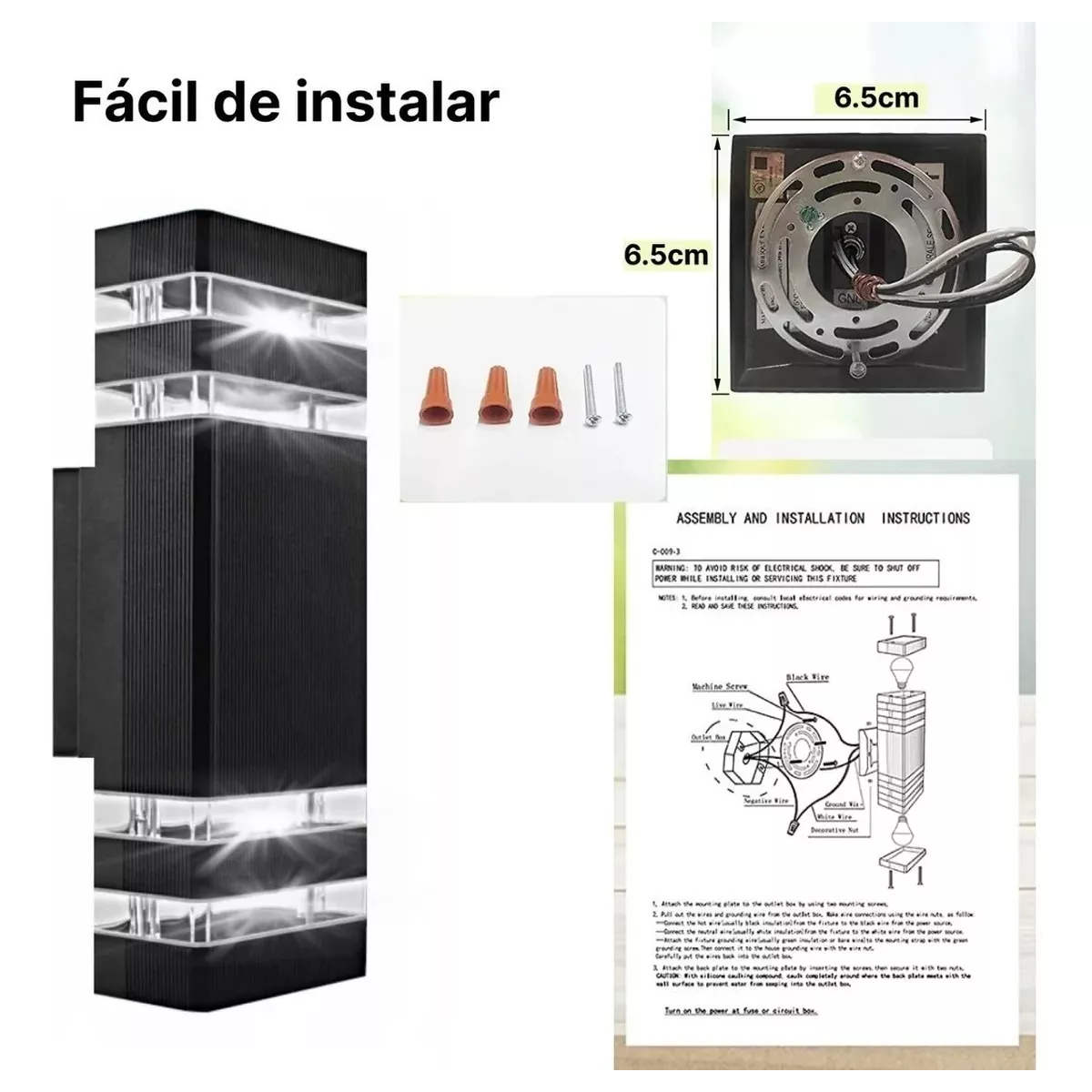 Set 4 Lámparas De Pared Led Para Exteriores, 5 W, 3000 K, Ip65.