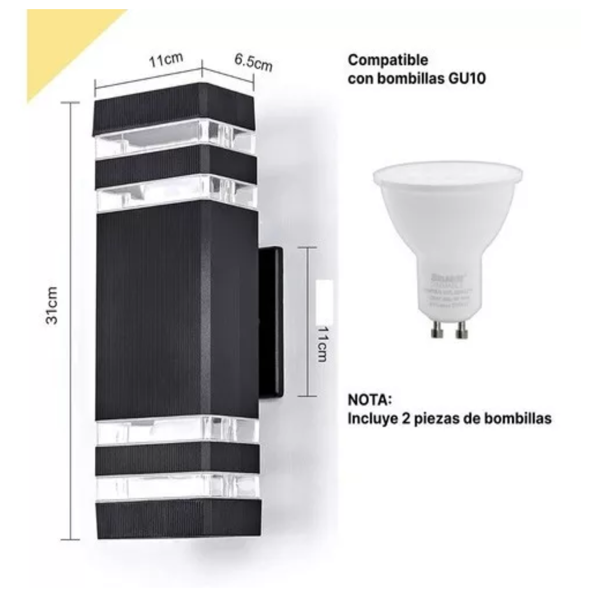 Set 4 Lámparas De Pared Led Para Exteriores, 5 W, 3000 K, Ip65.