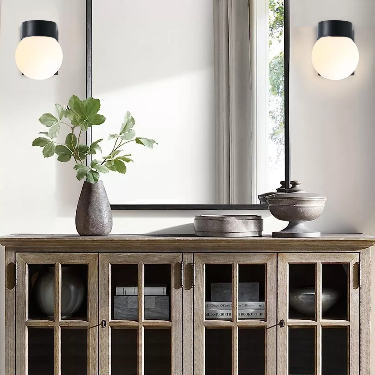 Par Lampara De Pared Exterior/interior Arbotante Tipo Globo 2pcs.