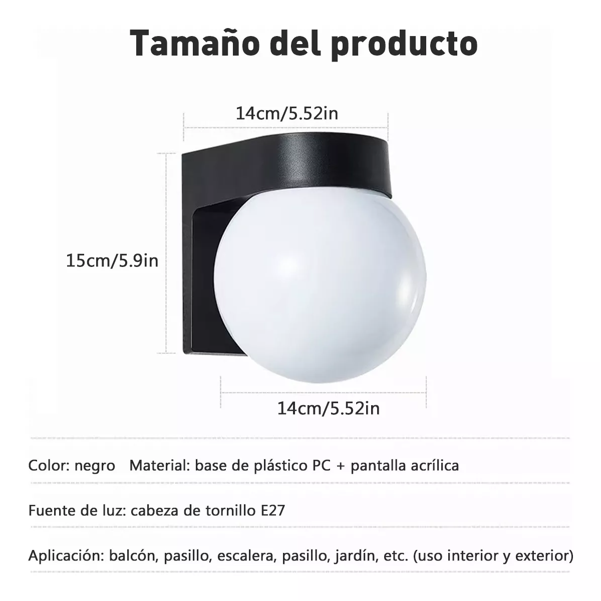 Par Lampara De Pared Exterior/interior Arbotante Tipo Globo 2pcs.