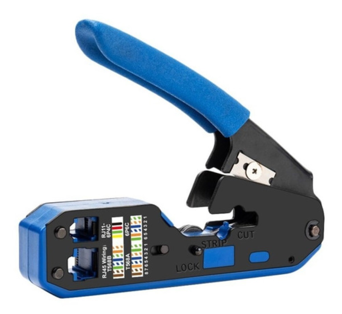 Pinza Pelacables De Cable Red Rj45 Cat6 Cat5e Cat5 Rj11 Rj12, Negro/azul