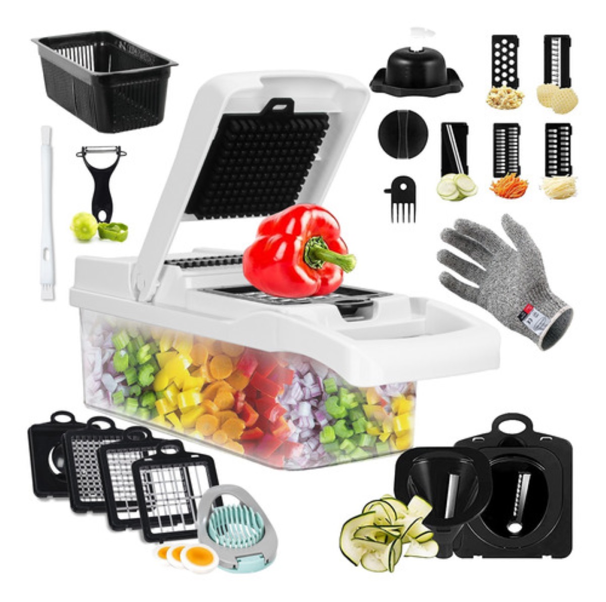 Kit De Picador De Verduras Rallador 20 In 1 Blanco 