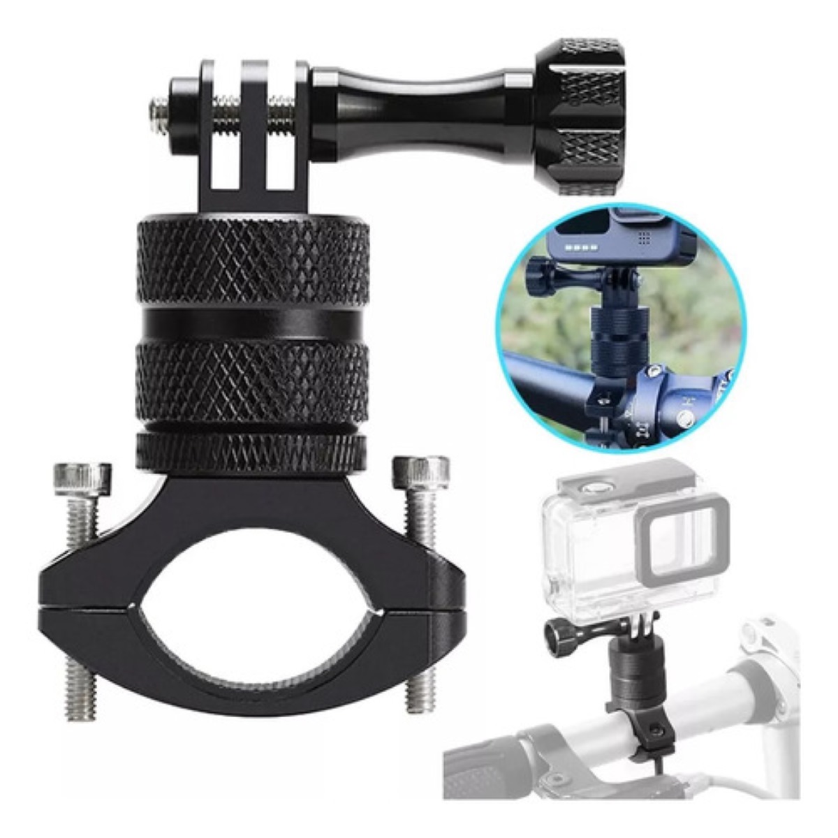 Soporte De Cámara Gopro Garmin Dhl Para Manubrio De Bici Negro