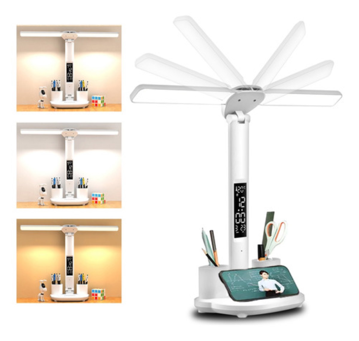 Lámpara De Mesa Led Recargable, Iluminación De Área Grande Blanco.