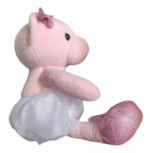 Peluche Suave Osita Bailarina Con Moño Y Estrella Regalo Rosa.