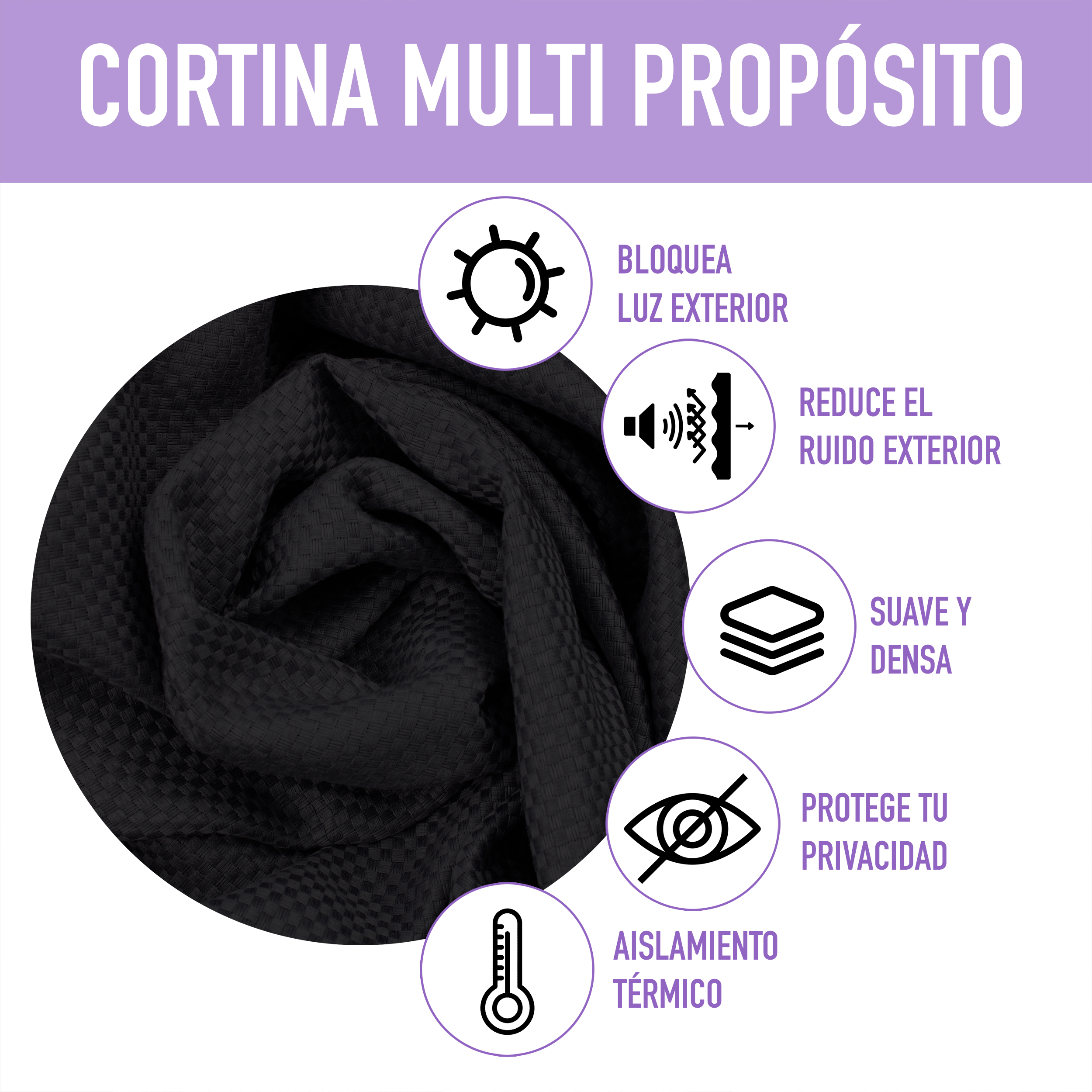 Cortina Blackout Negra Tramada Corta Térmica Bloqueo De Luz 95%.