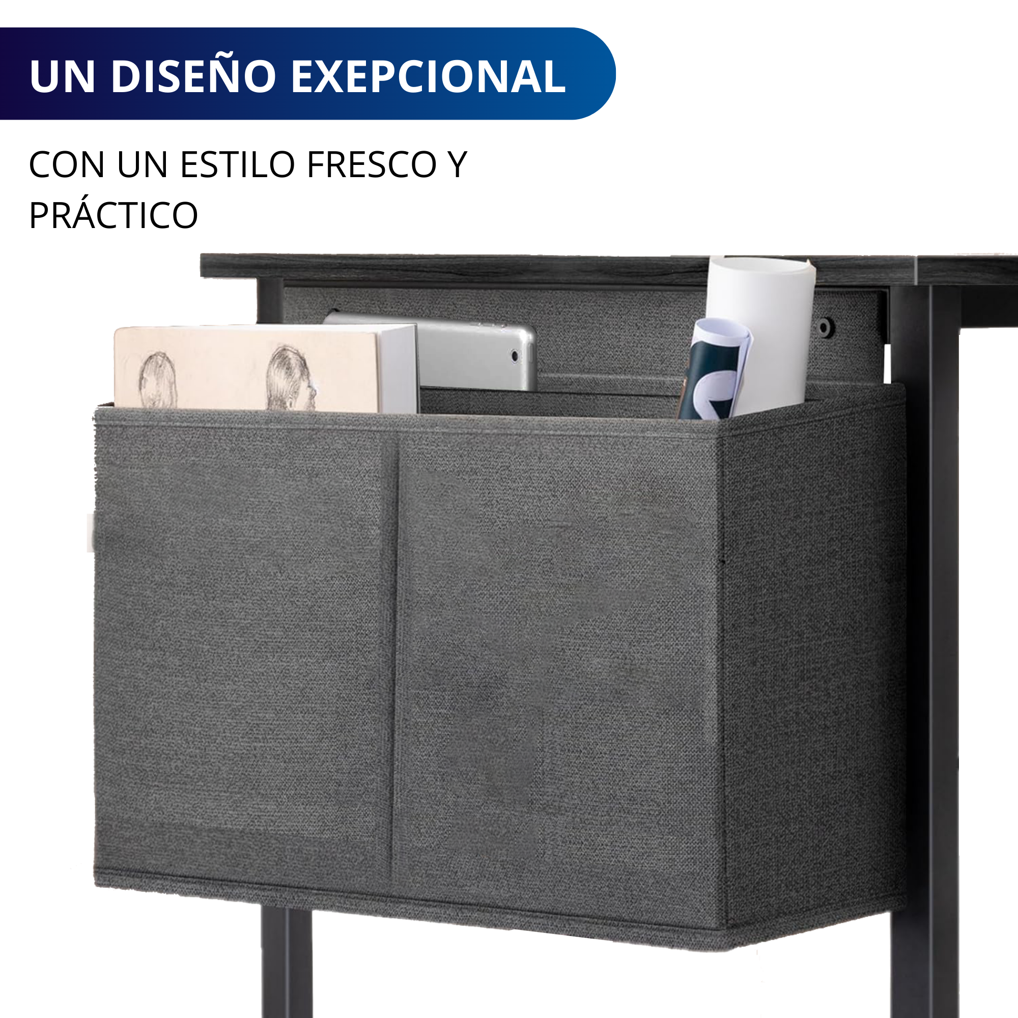 Escritorio Oficina Para Computadora Ecomlab Minimalista Tono Negro.