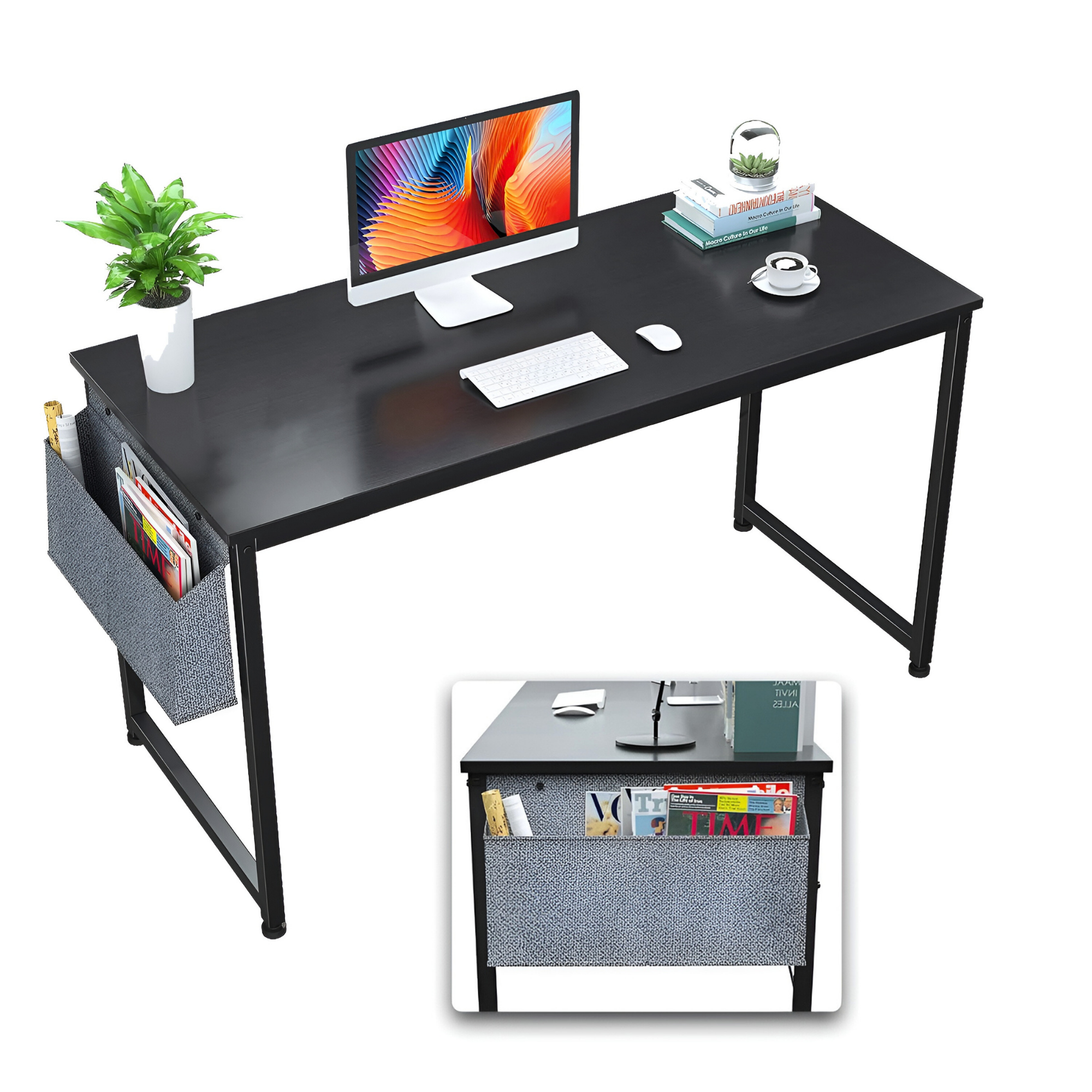 Escritorio Oficina Para Computadora Ecomlab Minimalista Tono Negro.