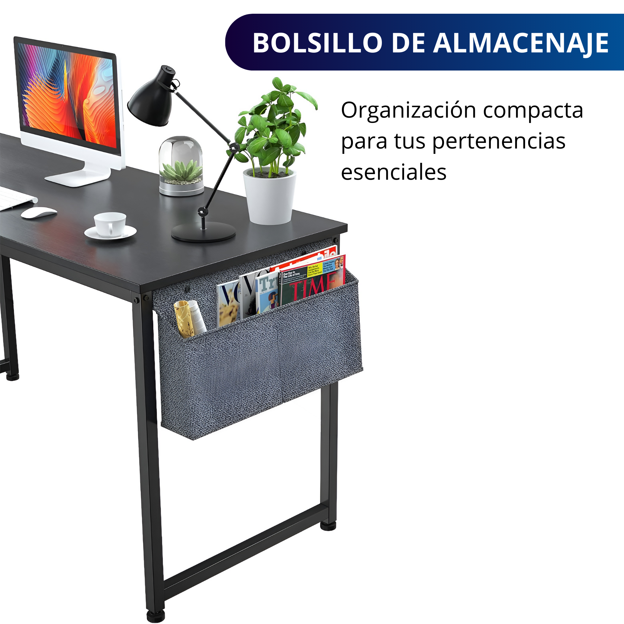 Escritorio Oficina Para Computadora Ecomlab Minimalista Tono Negro.