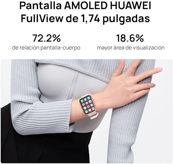 HUAWEI Watch Fit 2 (GPS) (Garantía en México)- Reloj Inteligente, Pantalla AMOLED 1.74'', Bluetooth, Correa de Silicona, Compatible con Android & iOS, Negro.