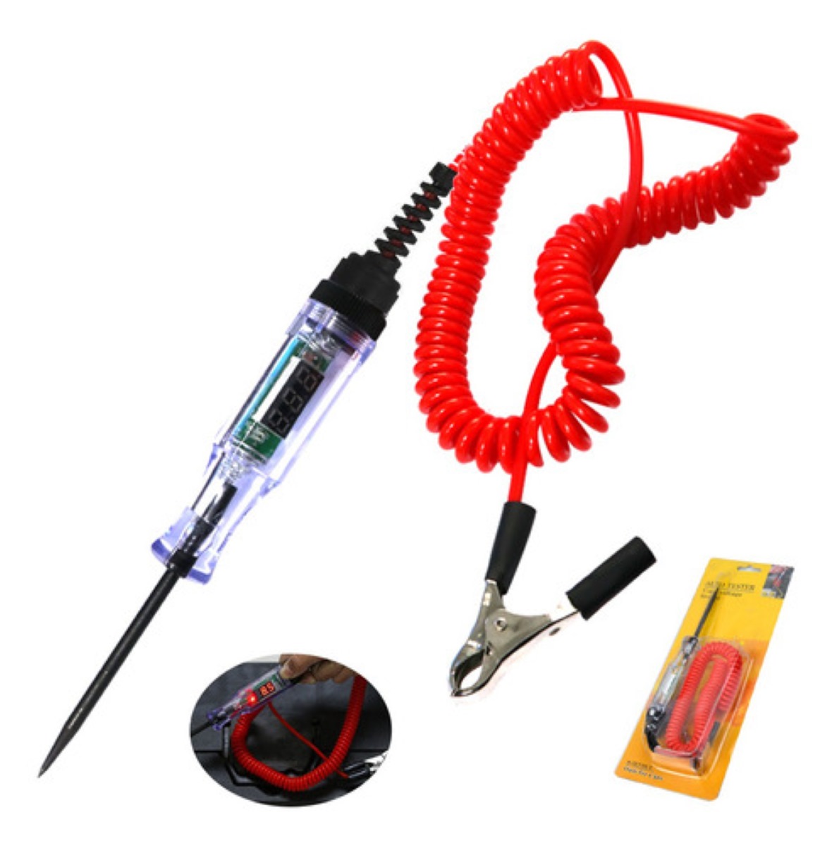 Probador De Corriente Automotriz Bolígrafo 6v-12v-24v Negro con Rojo 