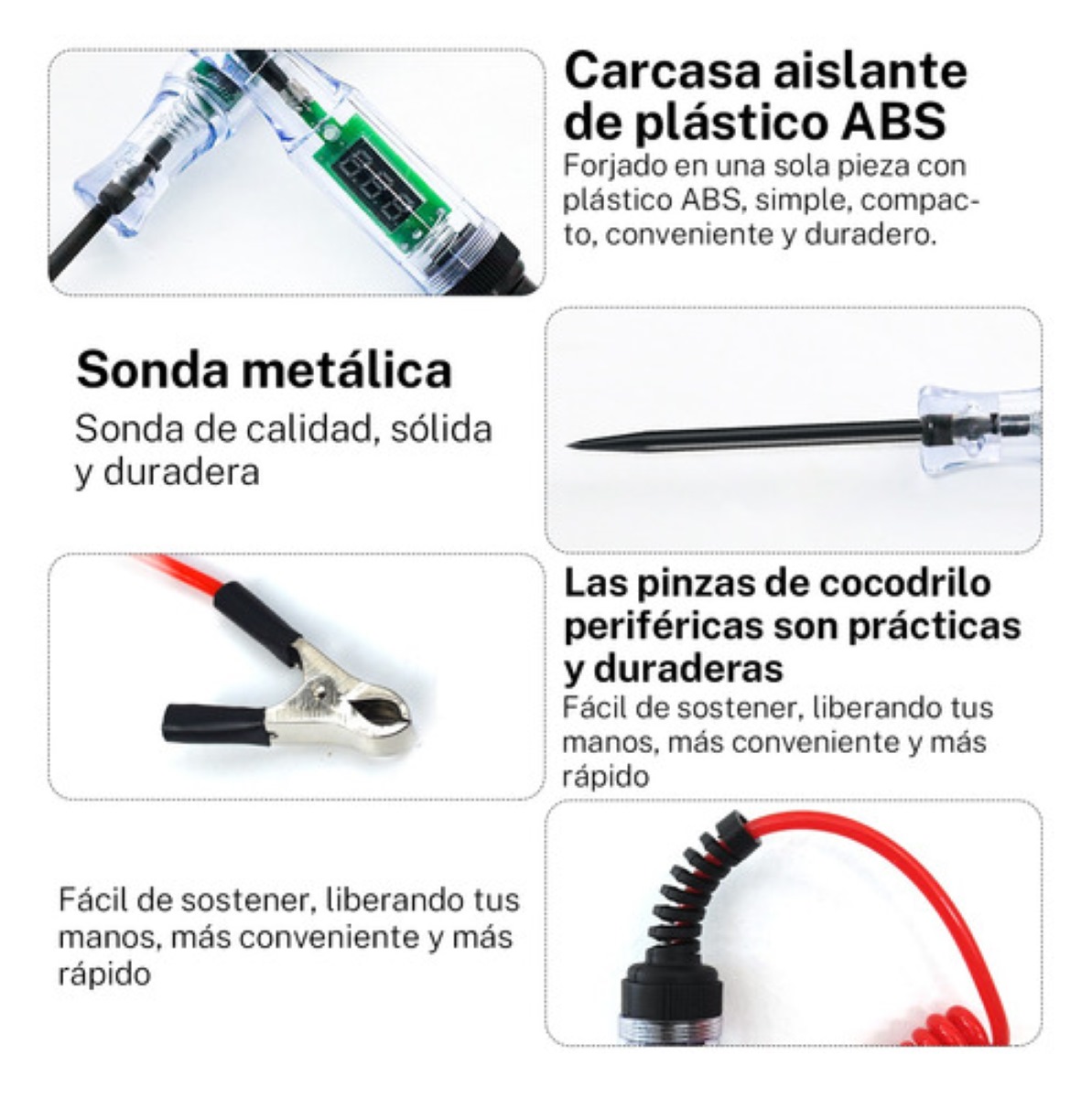 Probador De Corriente Automotriz Bolígrafo 6v-12v-24v Negro con Rojo 