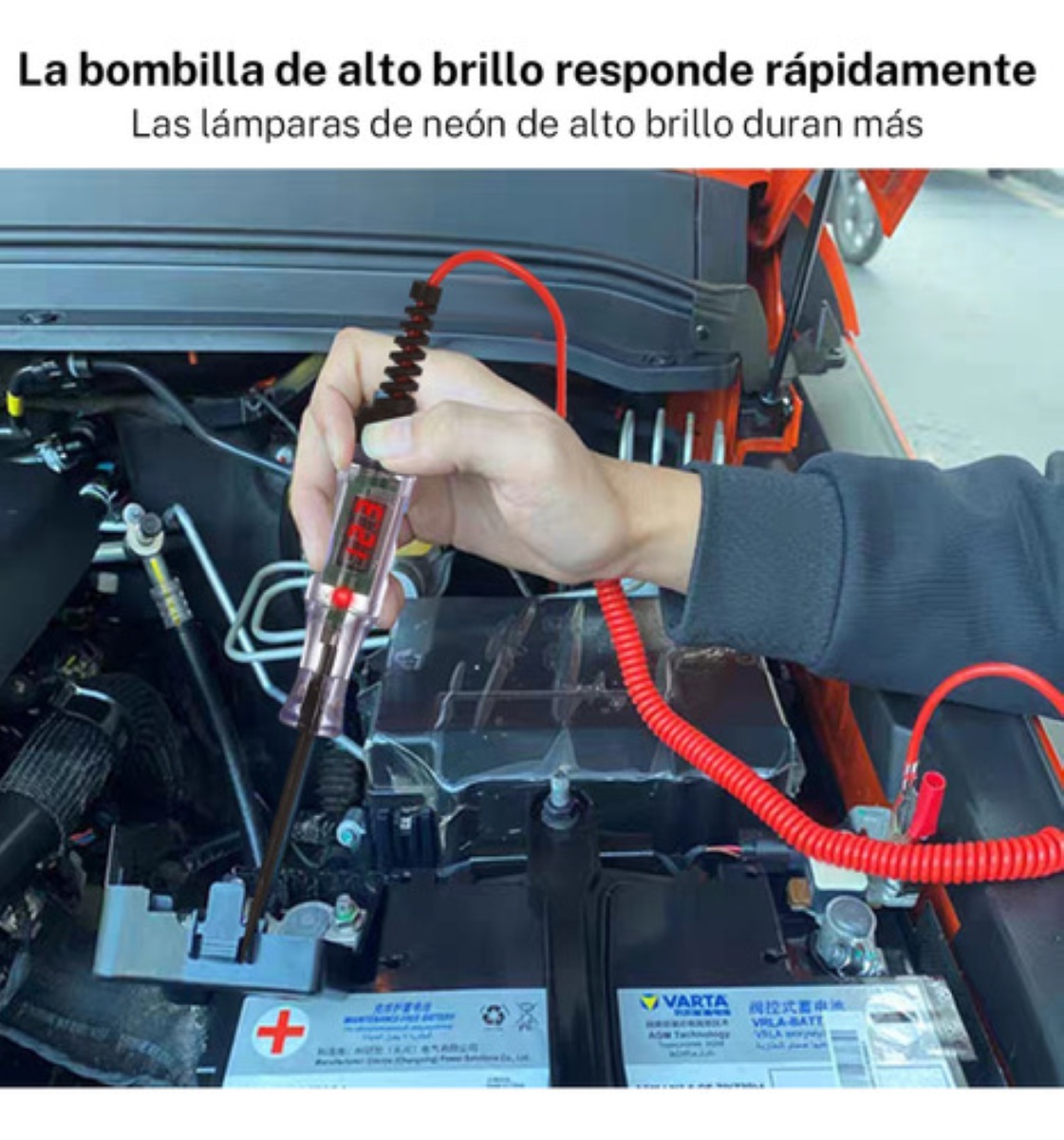 Probador De Corriente Automotriz Bolígrafo 6v-12v-24v Negro con Rojo 