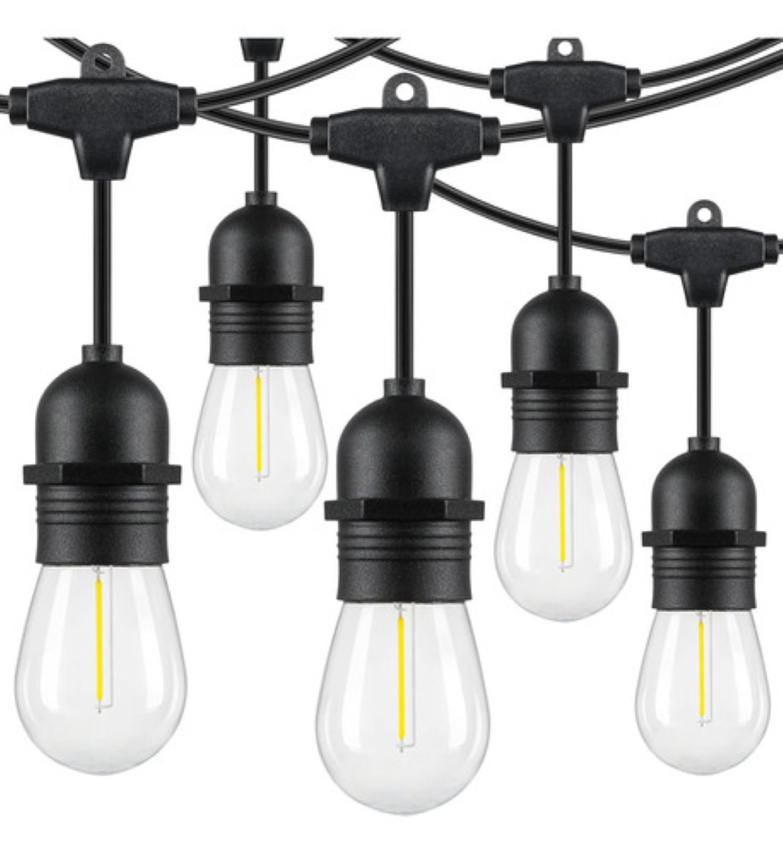 Guirnalda De Luces 24 Focos Exterior Led Impermeable 14.6m negro