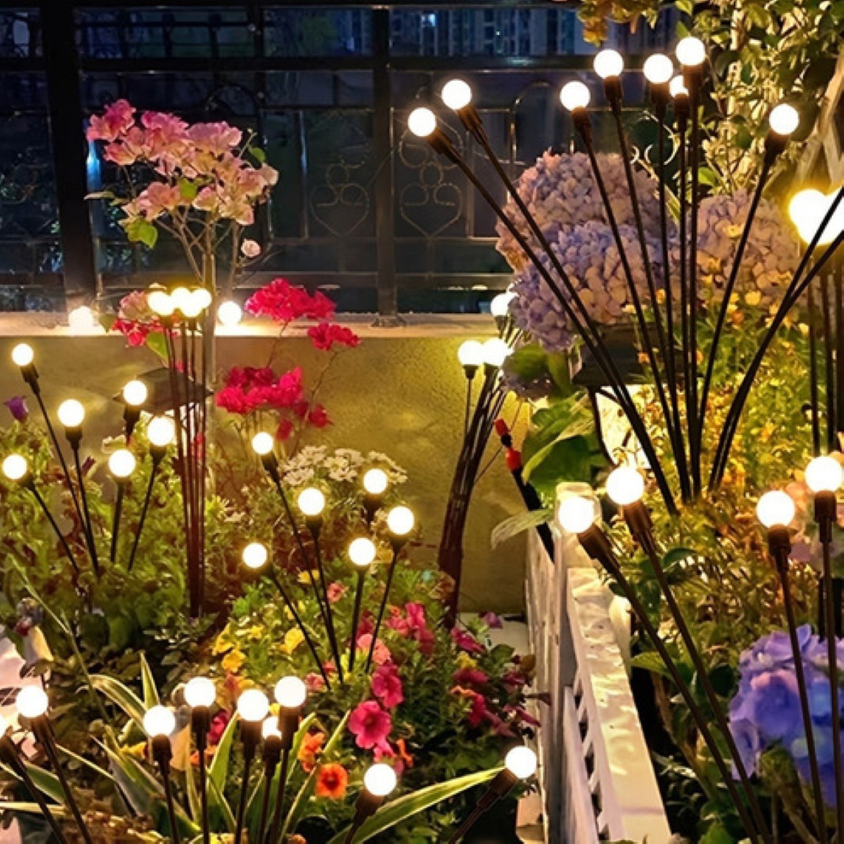 Luces Led Solares Luciérnaga Para Jardín Exteriores  2 baras con 16 Focos