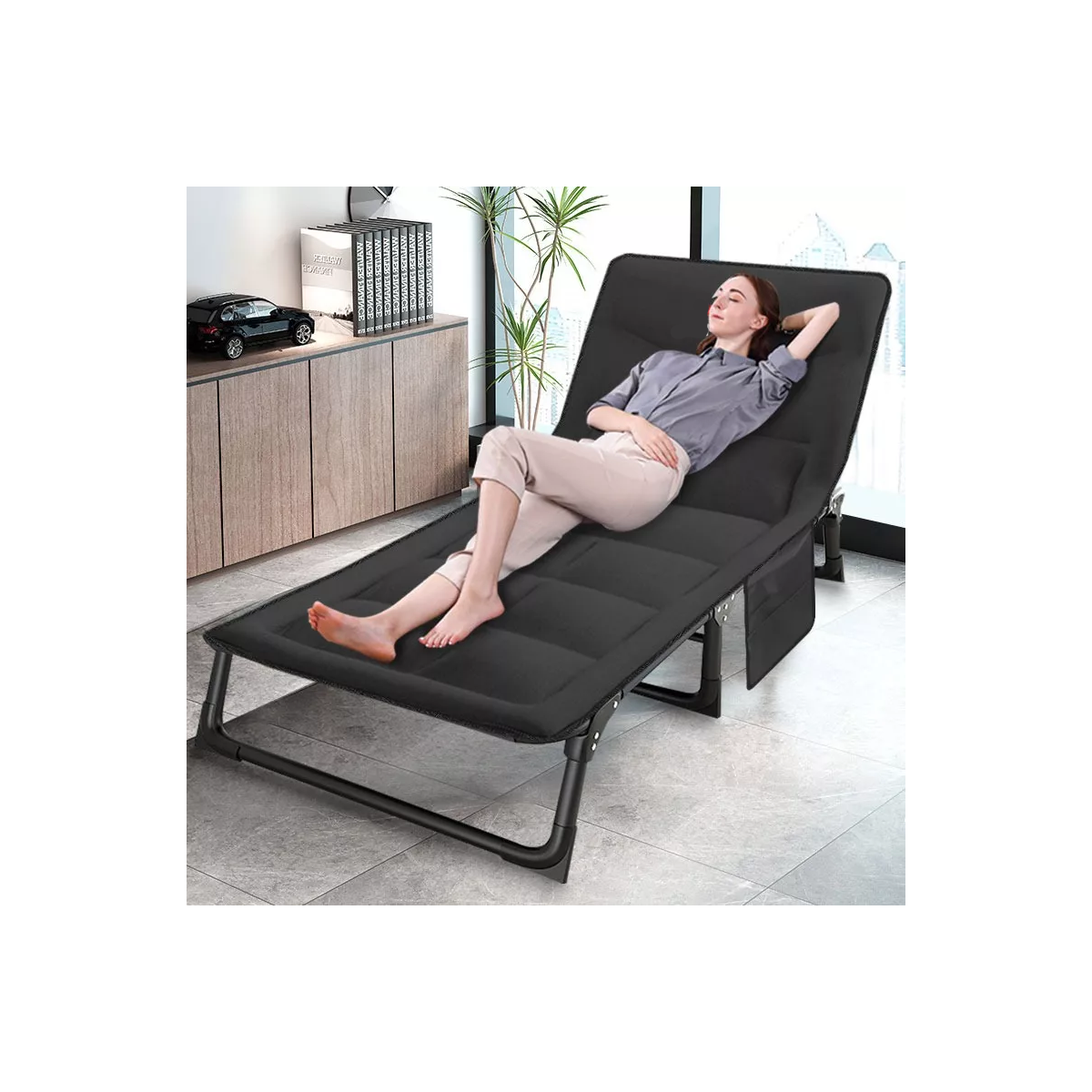 Catre Plegable Catre Acampar Campismo Portatil Negro.