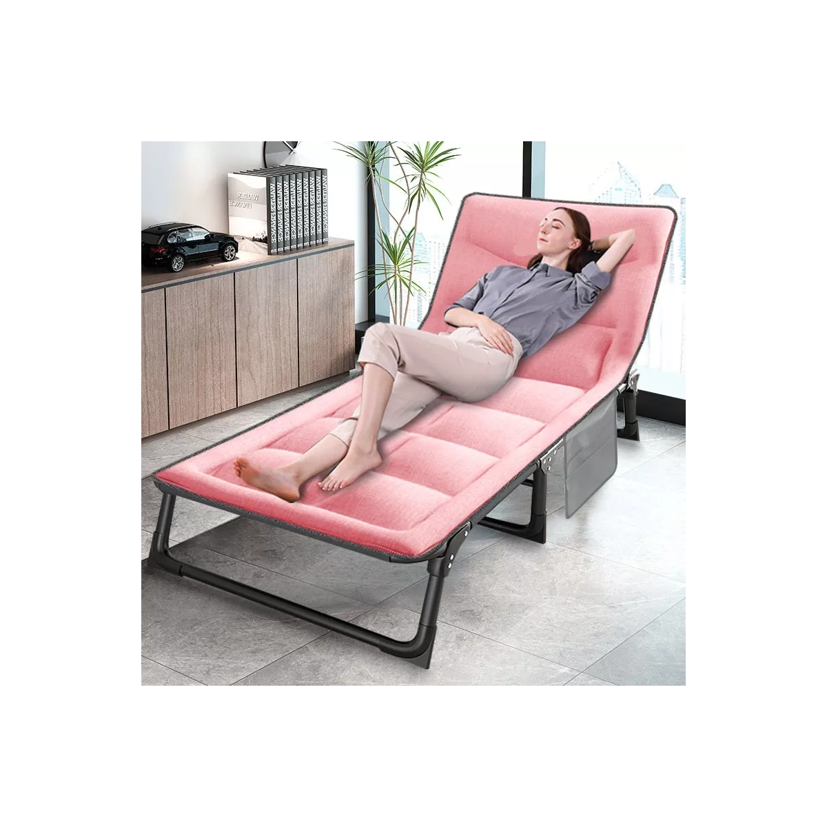Catre Plegable Catre Acampar Campismo Portatil Rosa.