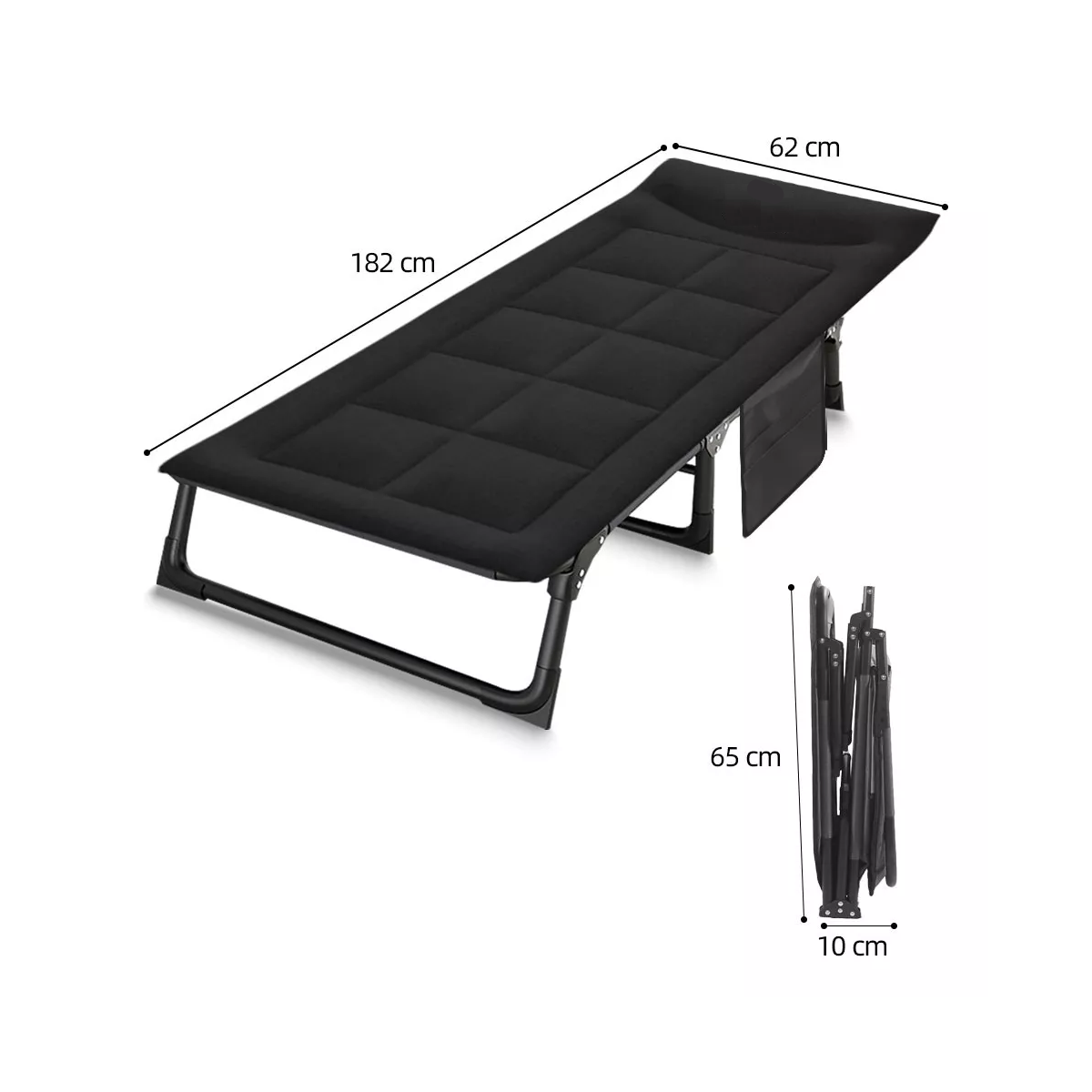 Catre Plegable Catre Acampar Campismo Portatil Negro.