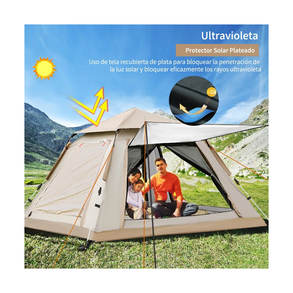 Tienda Casa Campaña Cámping Acampar Para 3-5personas 240*240.