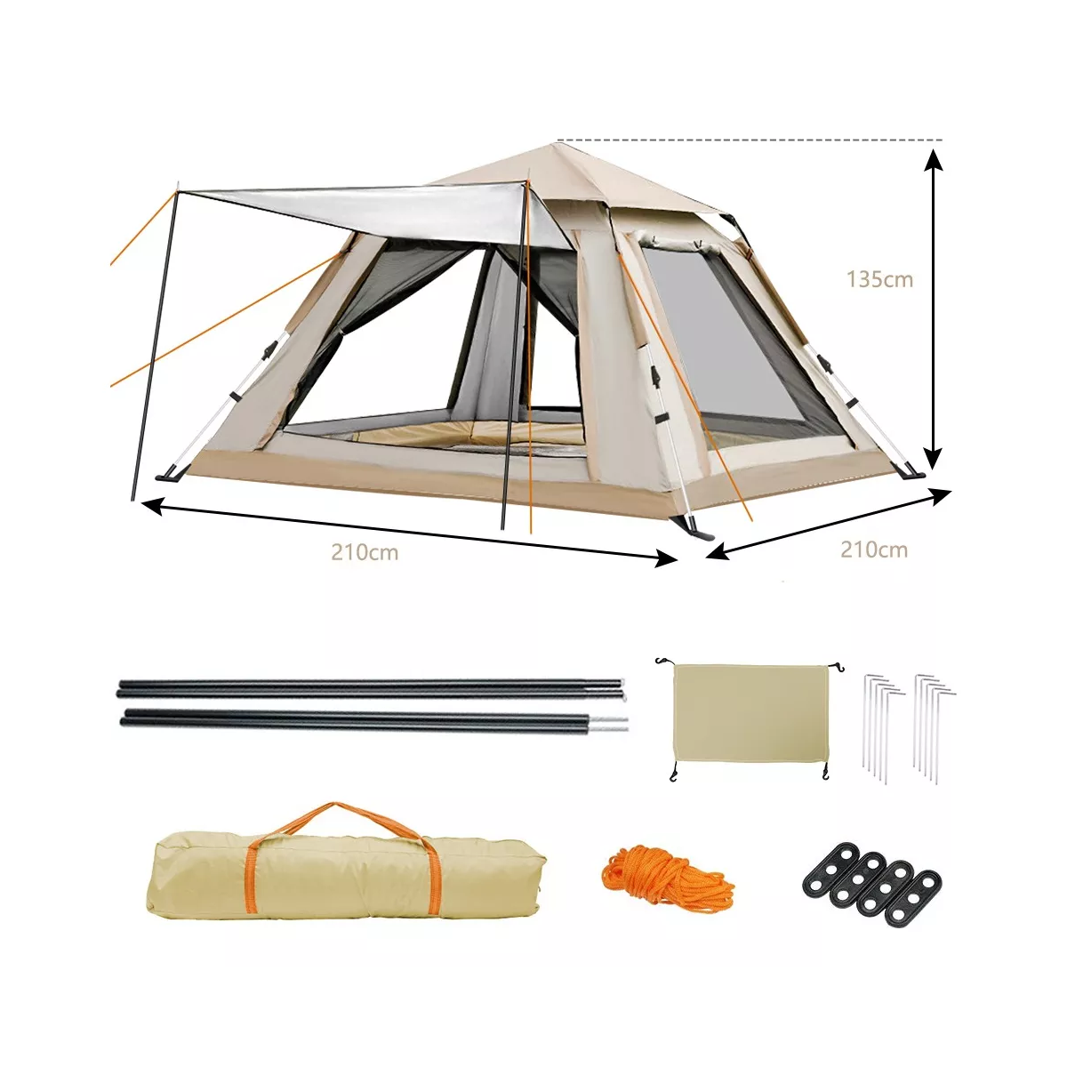 Tienda Casa Campaña Cámping Acampar Para 3-5personas 240*240.