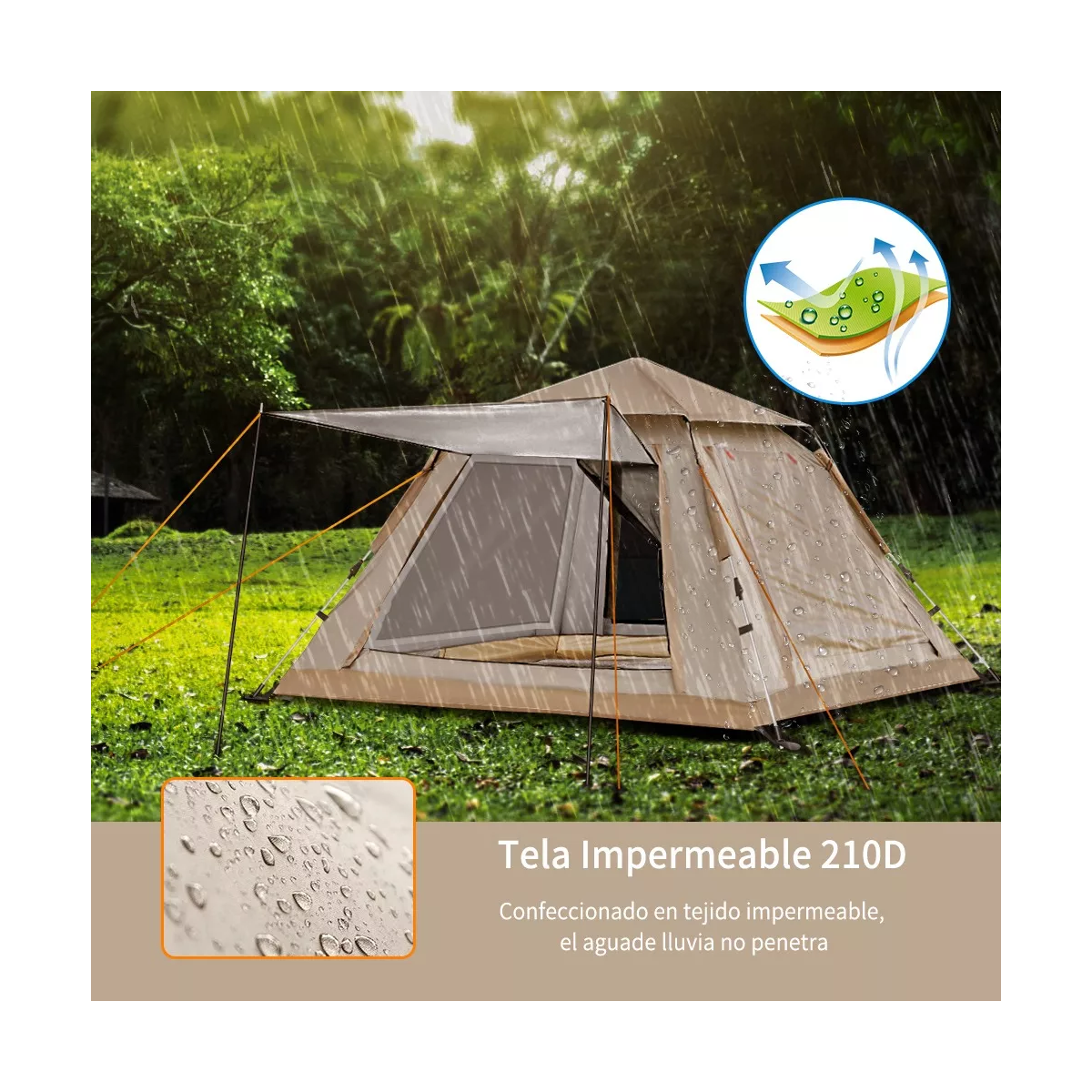 Tienda Casa Campaña Cámping Acampar Para 3-5personas 240*240.