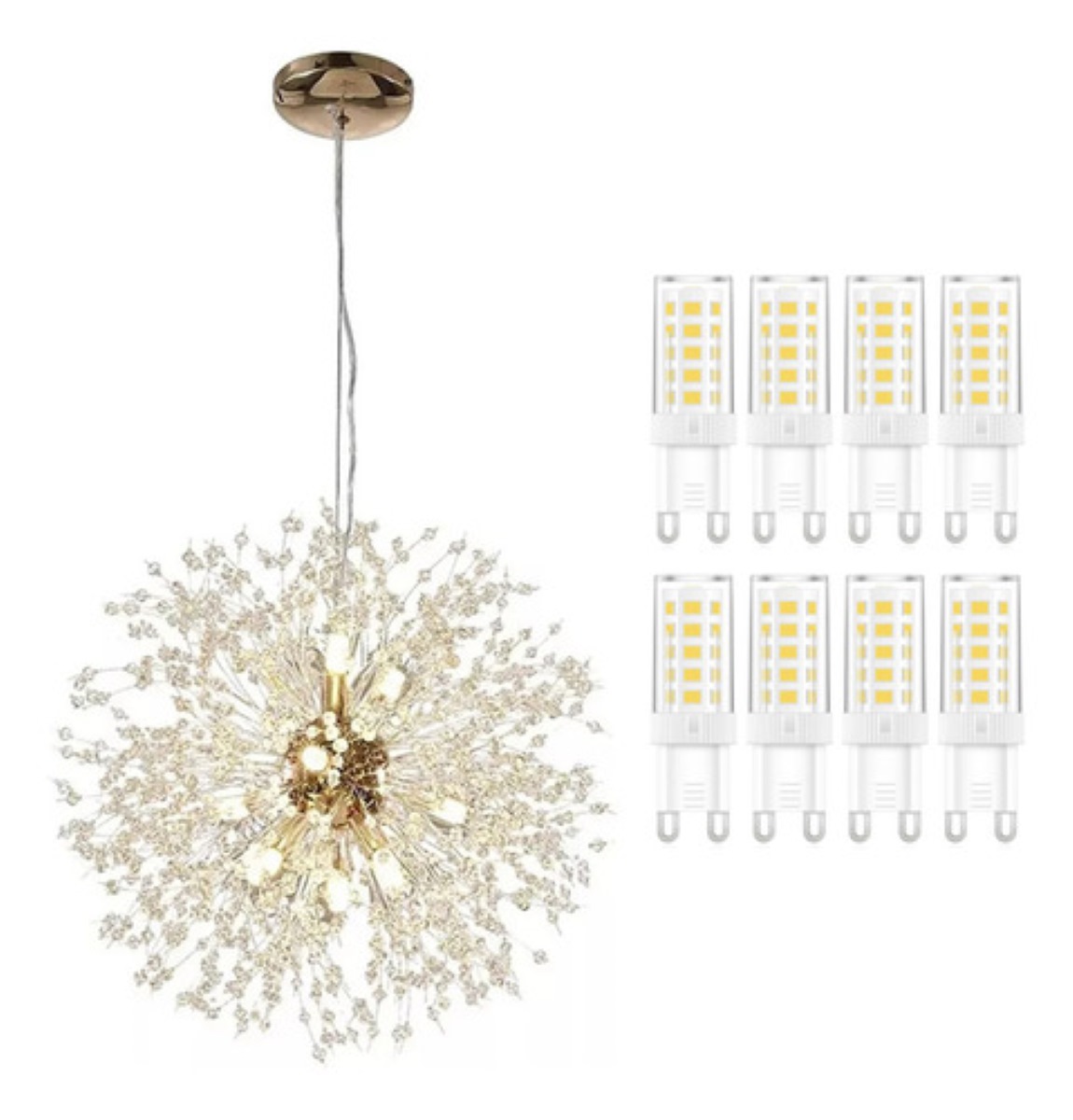 Diente De León Araña De Cristal +8 Bombillas Led-g9 Tricolor