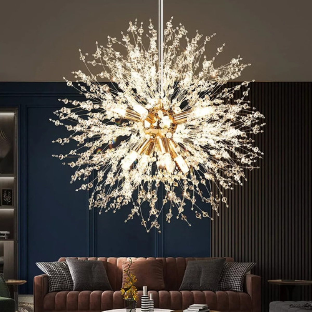 Diente De León Araña De Cristal +8 Bombillas Led-g9 Tricolor