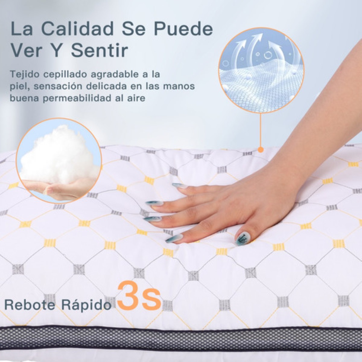 Set 2 Almohadas Ultra Suaves Fibra Transpirables, Blanco
