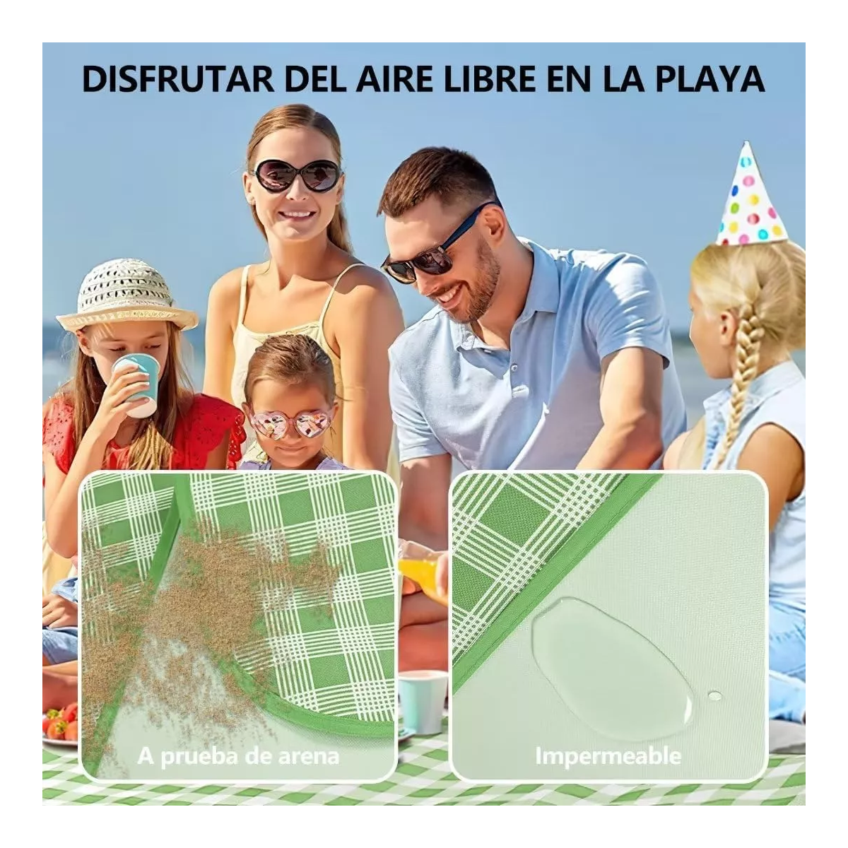  Tapete De Picnic Impermeable Acampar Playa Manta 200x200cm.