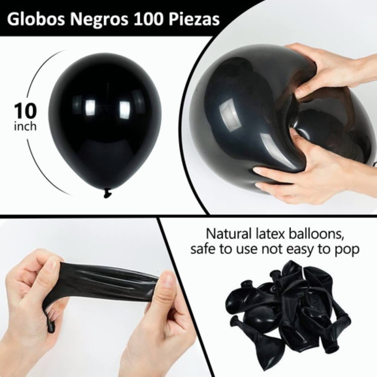 Pack De 100 Globos De Látex Negros 