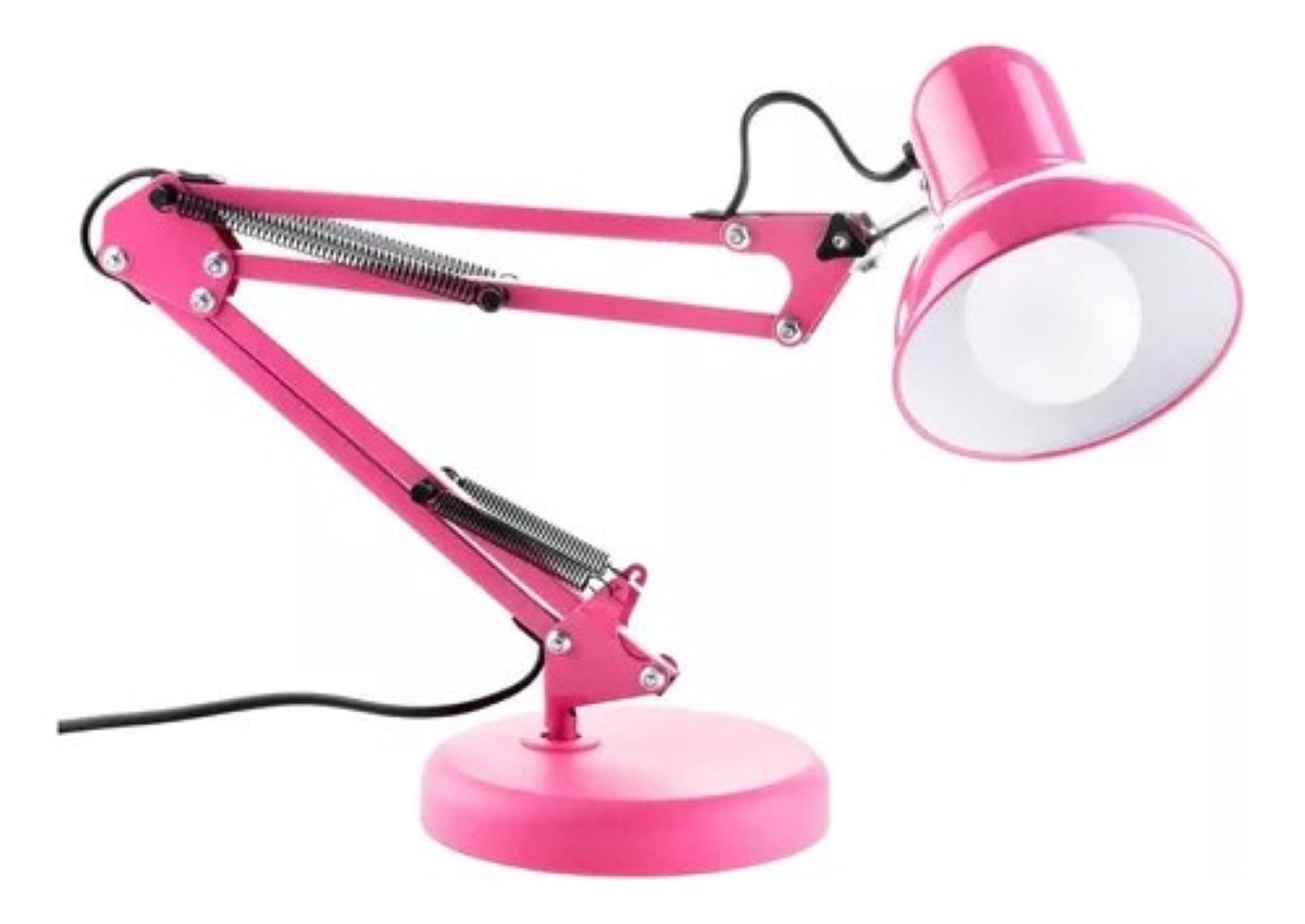Lámpara De Escritorio Metal 360 Grados Ergonómico Rosa.