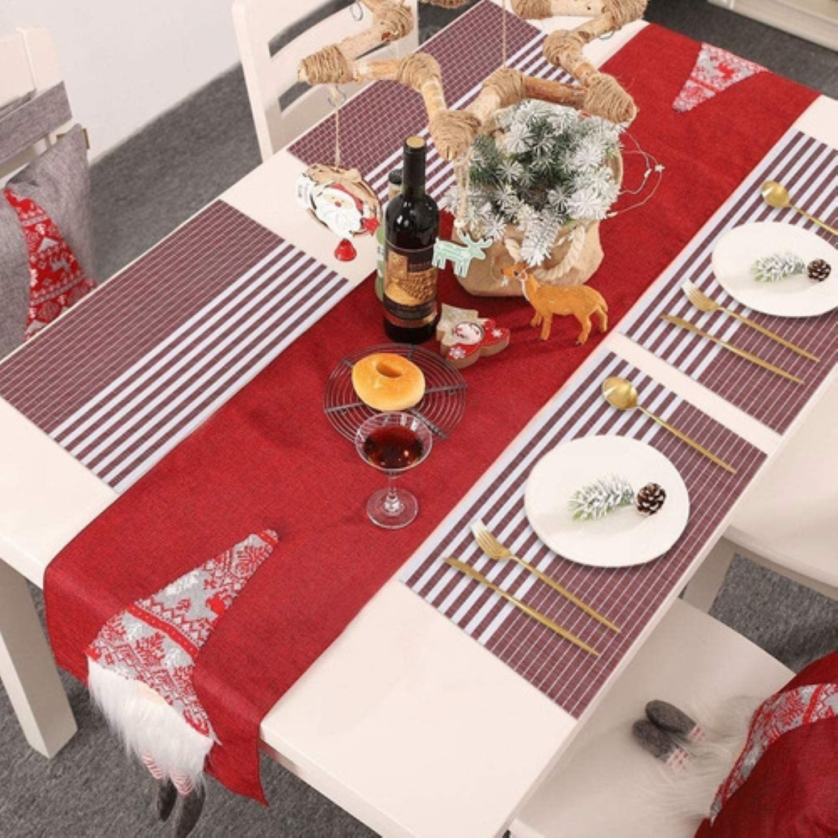 Mantel Individual Lavable Antideslizante 8 Piezas Color Rojo Raya